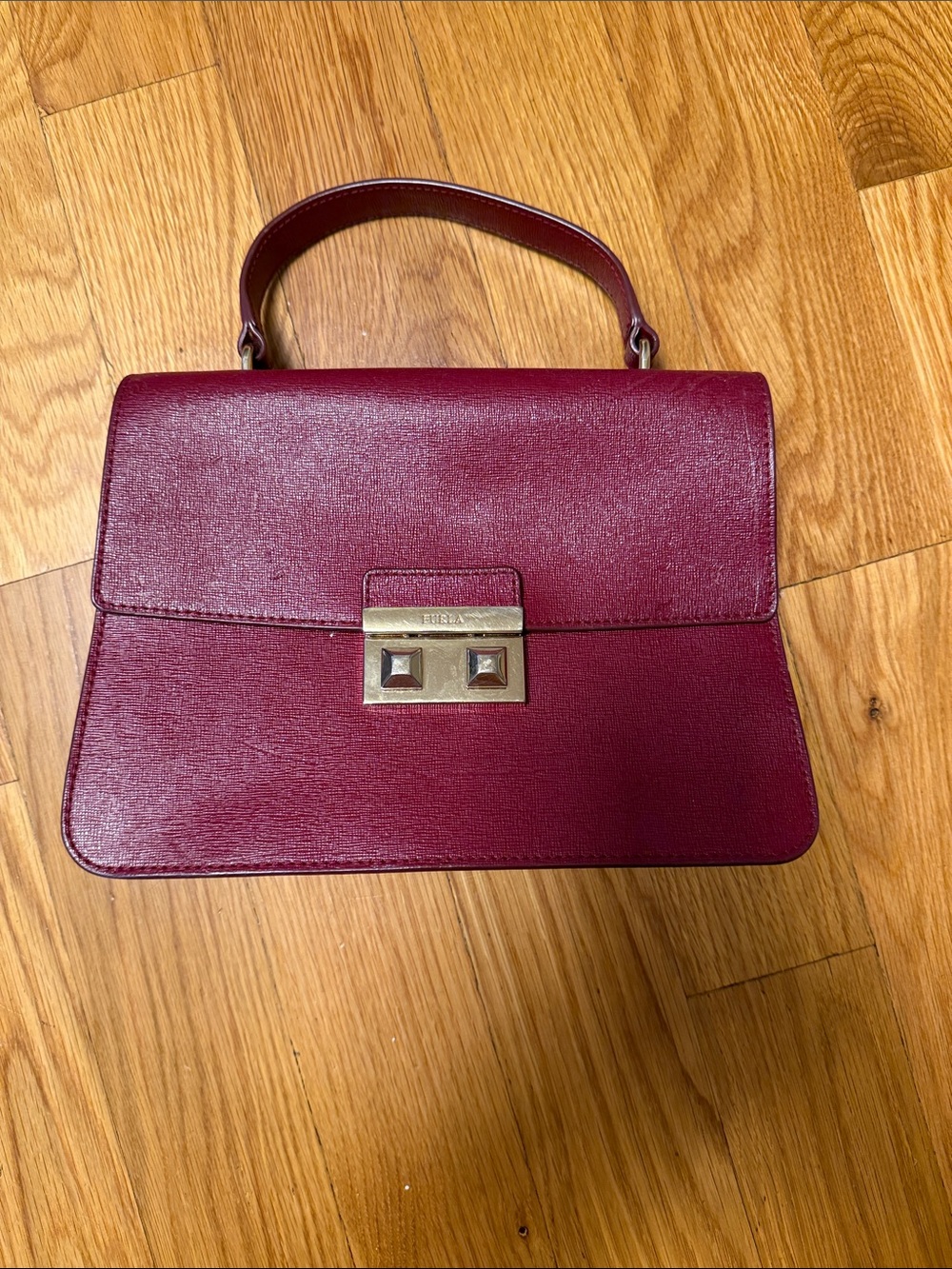 Furla Saffiano Top-Handle Satchel in Burgundy